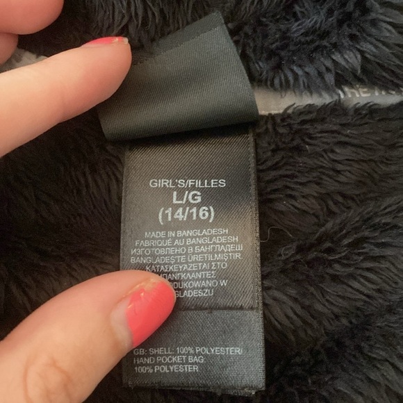 The North Face Girls Black Fleece Jacket Size L - Picture 4 of 8